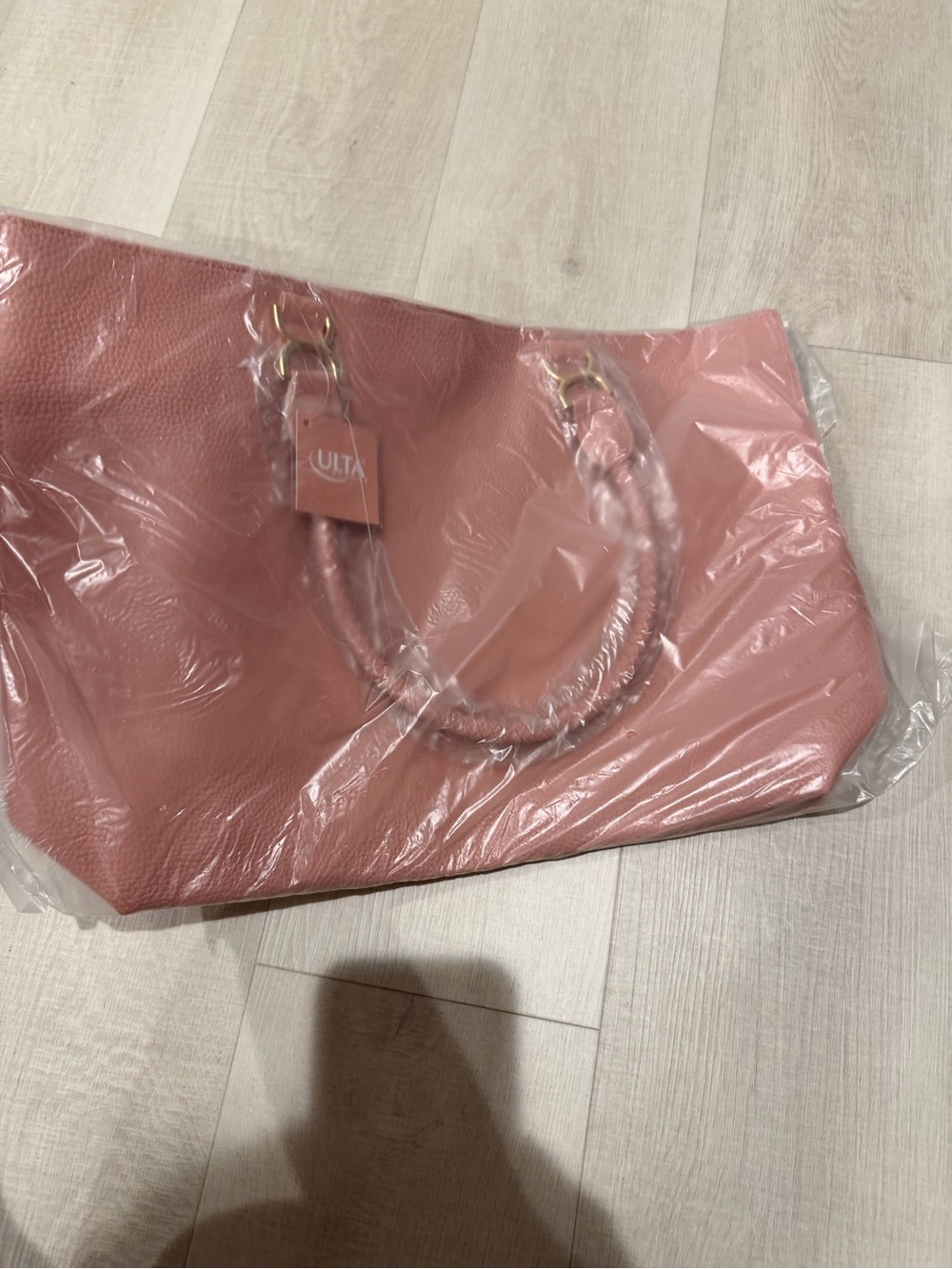 Ulta Beauty Rose Pink Pebbled Tote with Gold Hardware